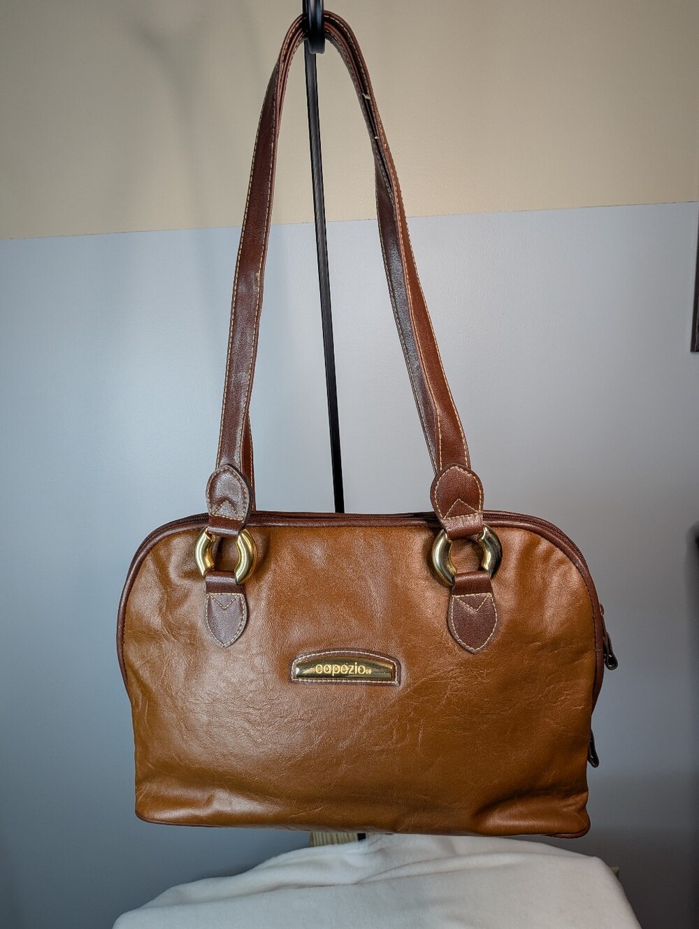 Capezio Vintage Brown Vegan Leather Shoulder Satchel